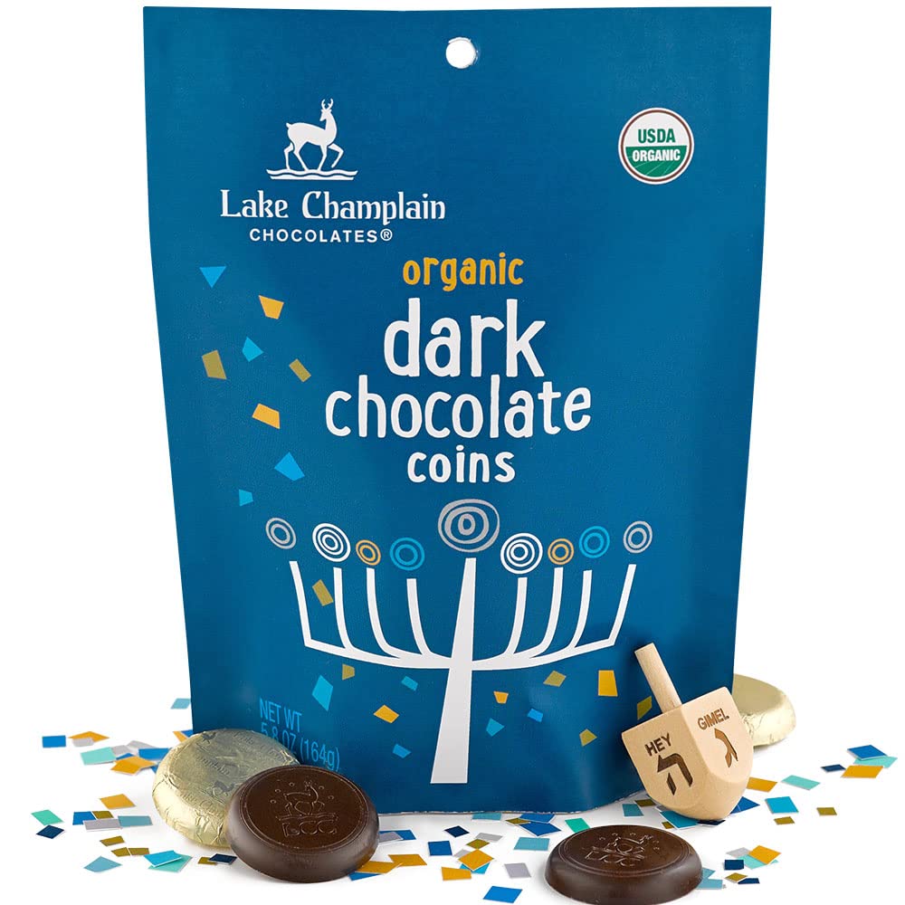 Lake Champlain Chocolates Organic Hanukkah Dark Chocolate Coin Bag